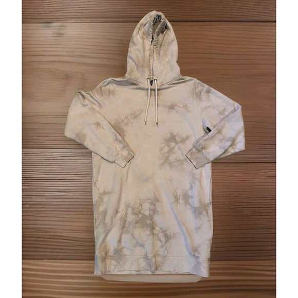 GAP Dresses & Skirts - Gap Beige Tie Dye Hooded Sweatshirt Dress Sz M Pockets Grunge